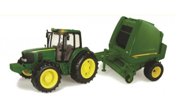 John Deere Tractor and Round Bale